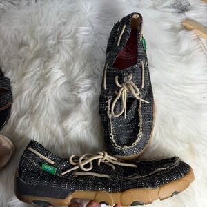 Twisted‎ X Mens EcoTWX Moc Toe Boat Shoes Black White MDM0074 11.5 M